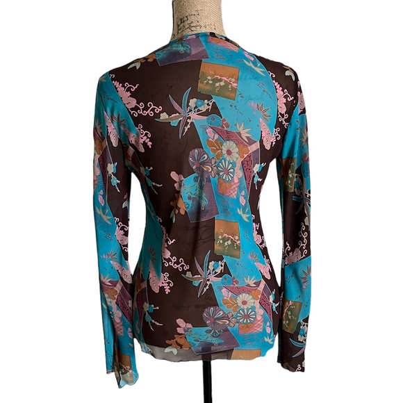 KLD Open Shoulder Sheer Tunic Blouse Small - Picture 4 of 16